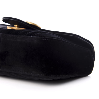 Gucci Velvet Matelasse Mini GG Marmont Shoulder Bag Black 7 of 8