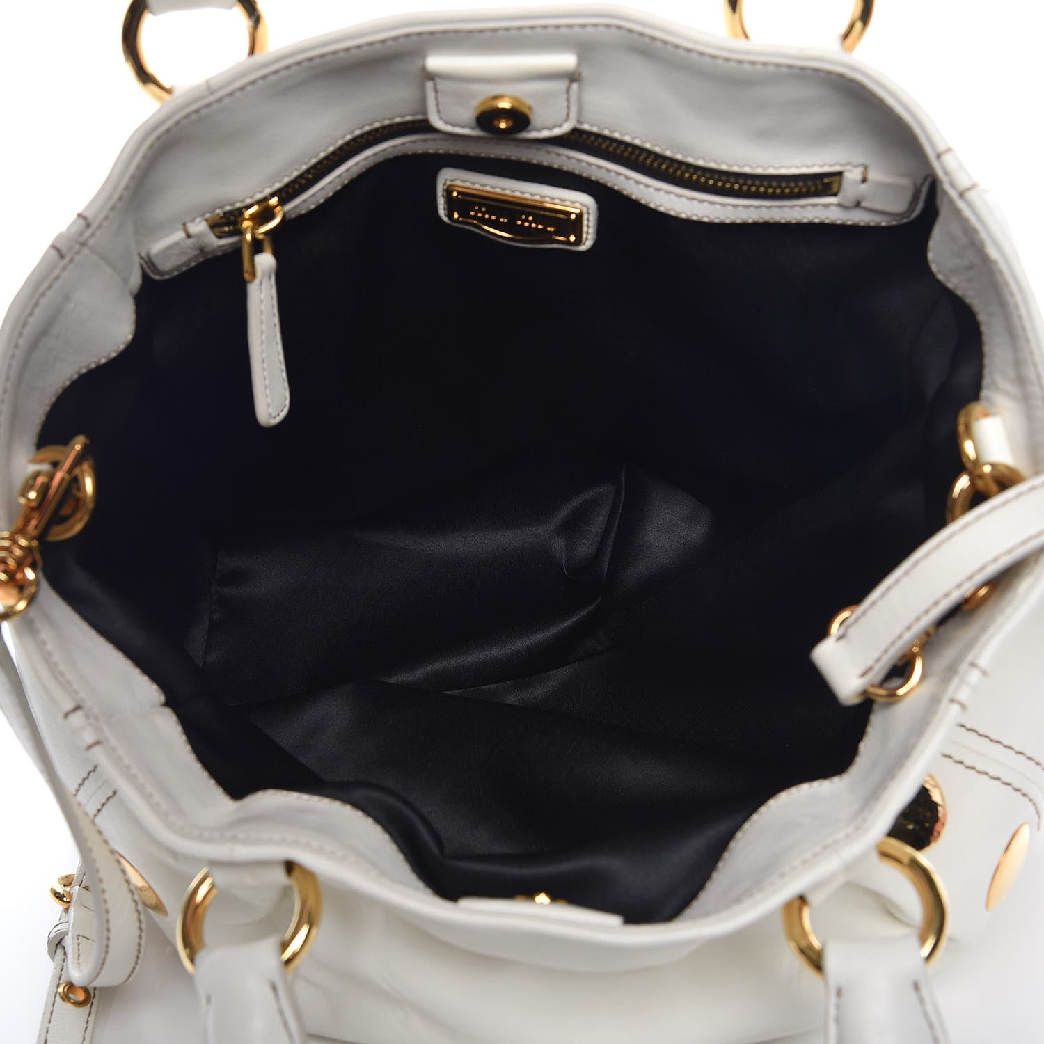 Miu Miu Soft Calfskin Hammered Stud Shopping Tote White 5 of 9
