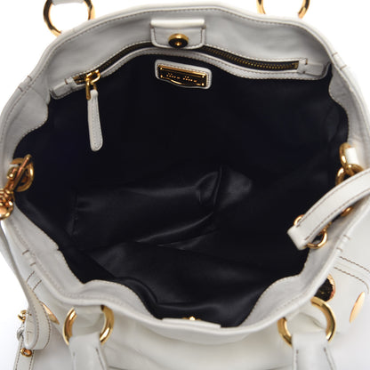 Miu Miu Soft Calfskin Hammered Stud Shopping Tote White 5 of 9