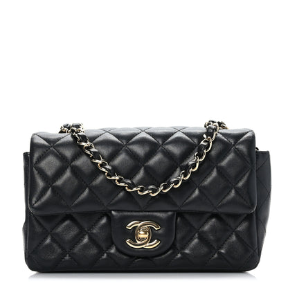 Chanel Lambskin Quilted Mini Rectangular Flap Black 1 of 9