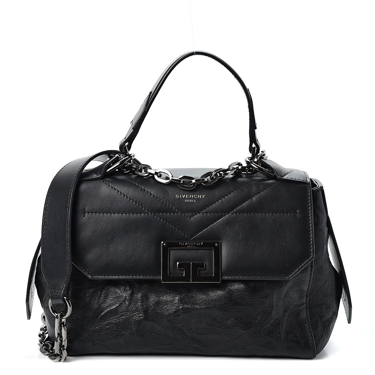 Givenchy Crinkled Patent Calfskin Small ID Flap Black 1 of 8