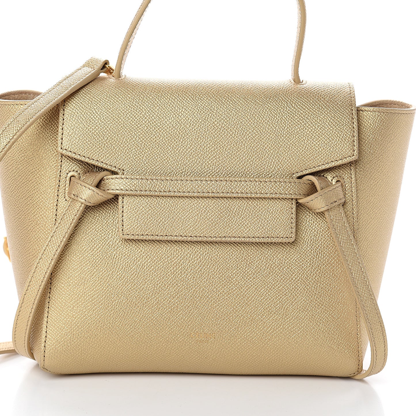 Laminated Calfskin Nano Belt Bag Gold