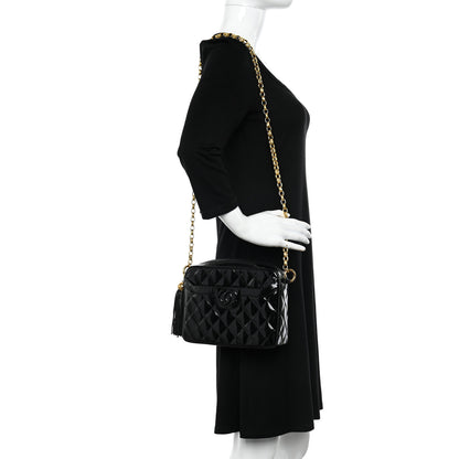 Chanel Patent Quilted Tassel Camera Case Black 2 of 11