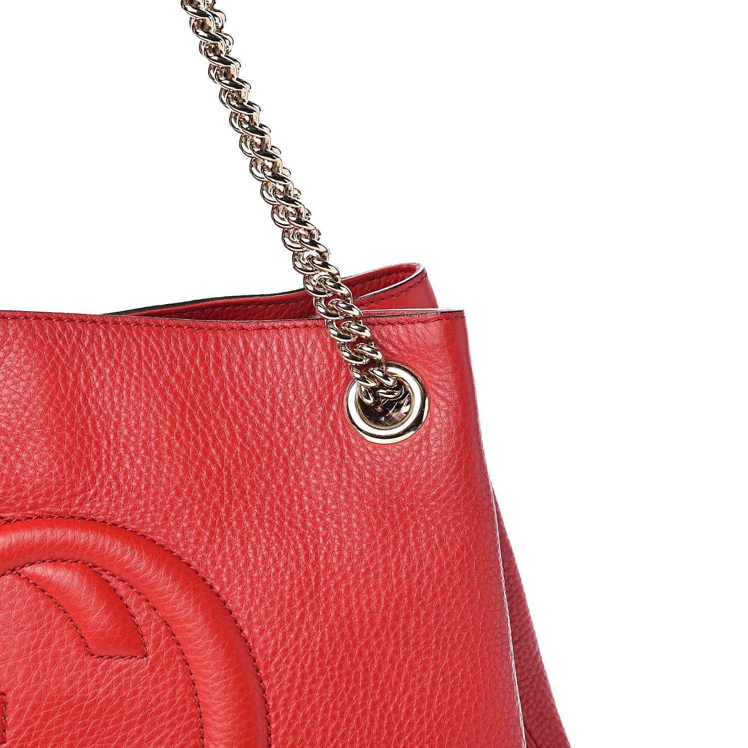 Gucci Pebbled Calfskin Medium Soho Chain Shoulder Bag Tabasco Red 12 of 14