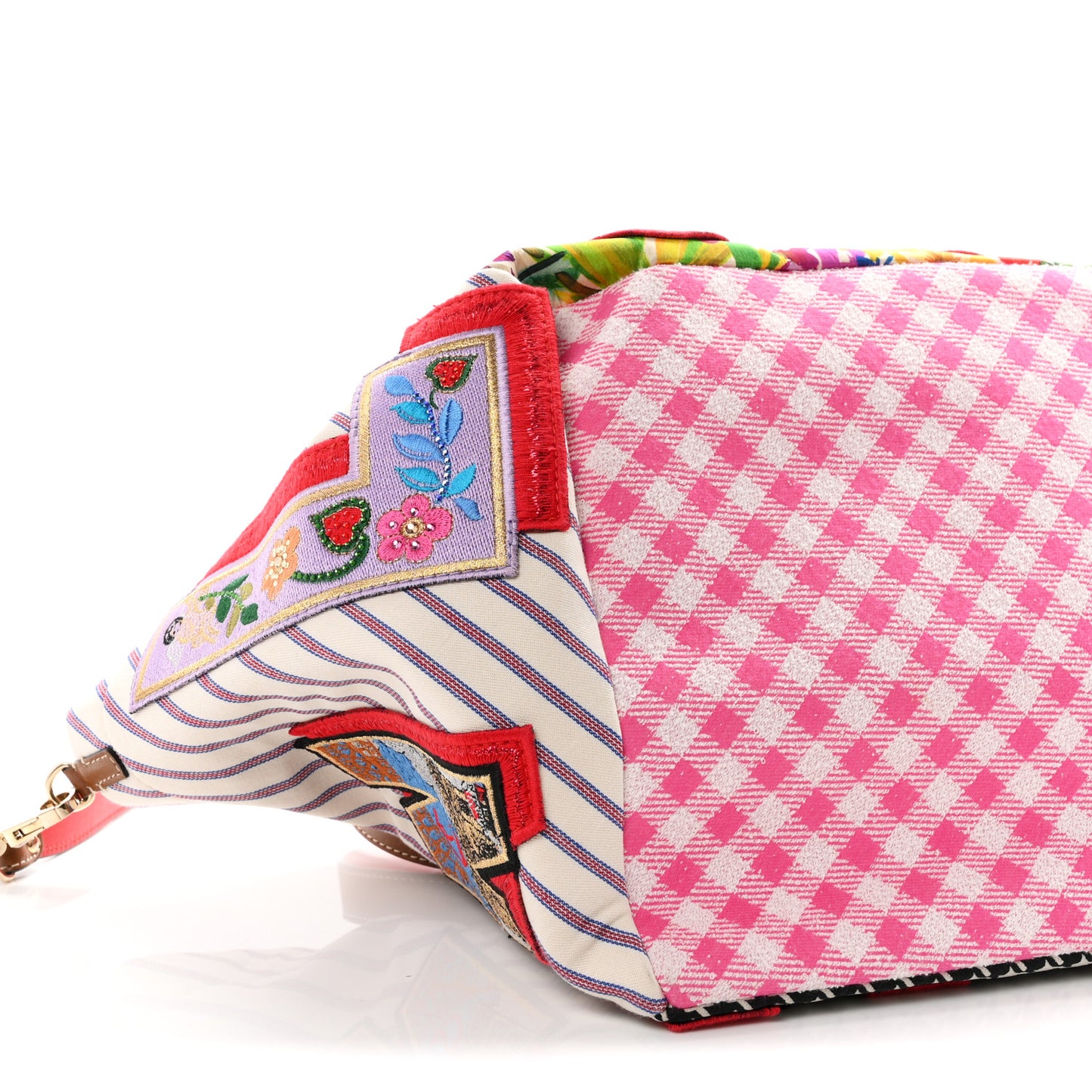 Canvas Embroidered Calfskin Caracaba Tote Multicolor