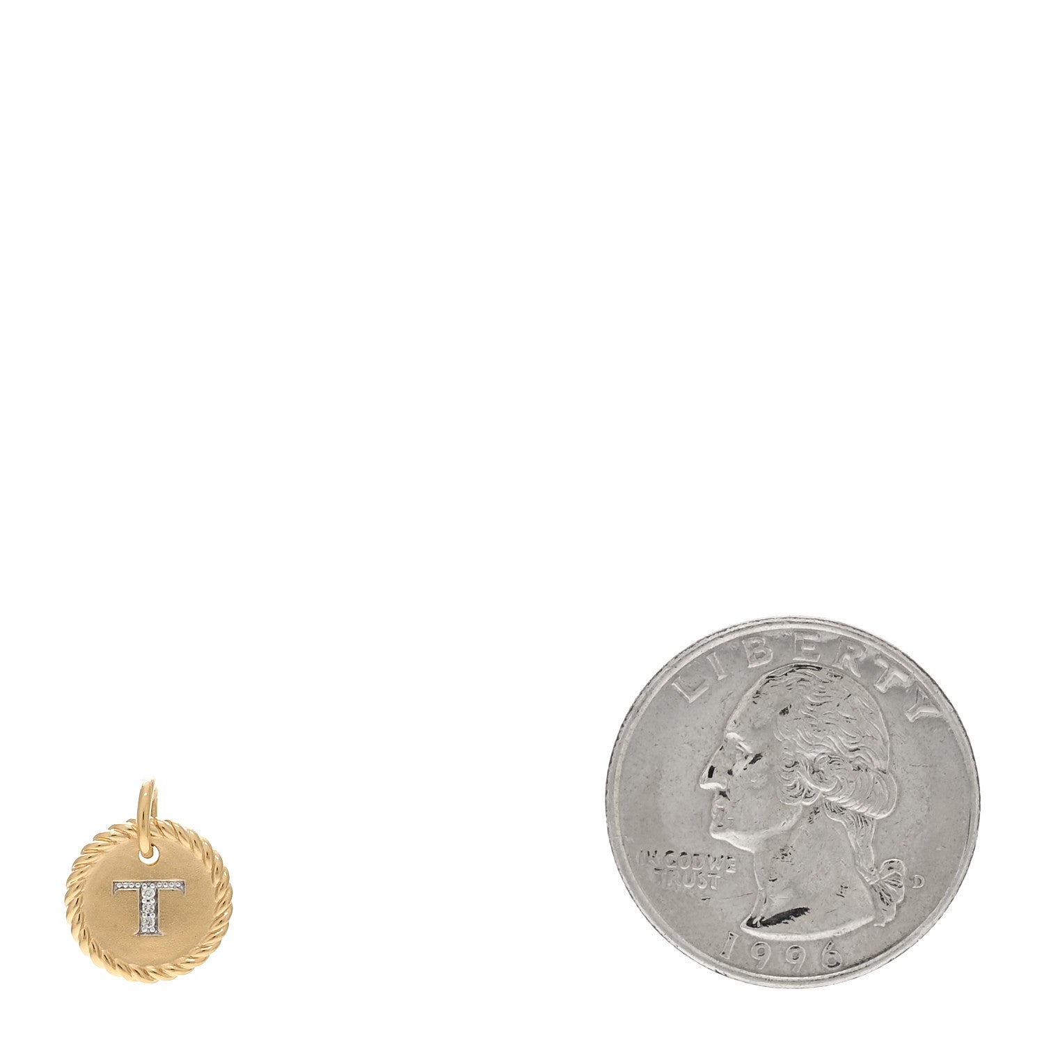 David Yurman 18K Yellow Gold Diamond Initial T Charm Pendant 2 of 3
