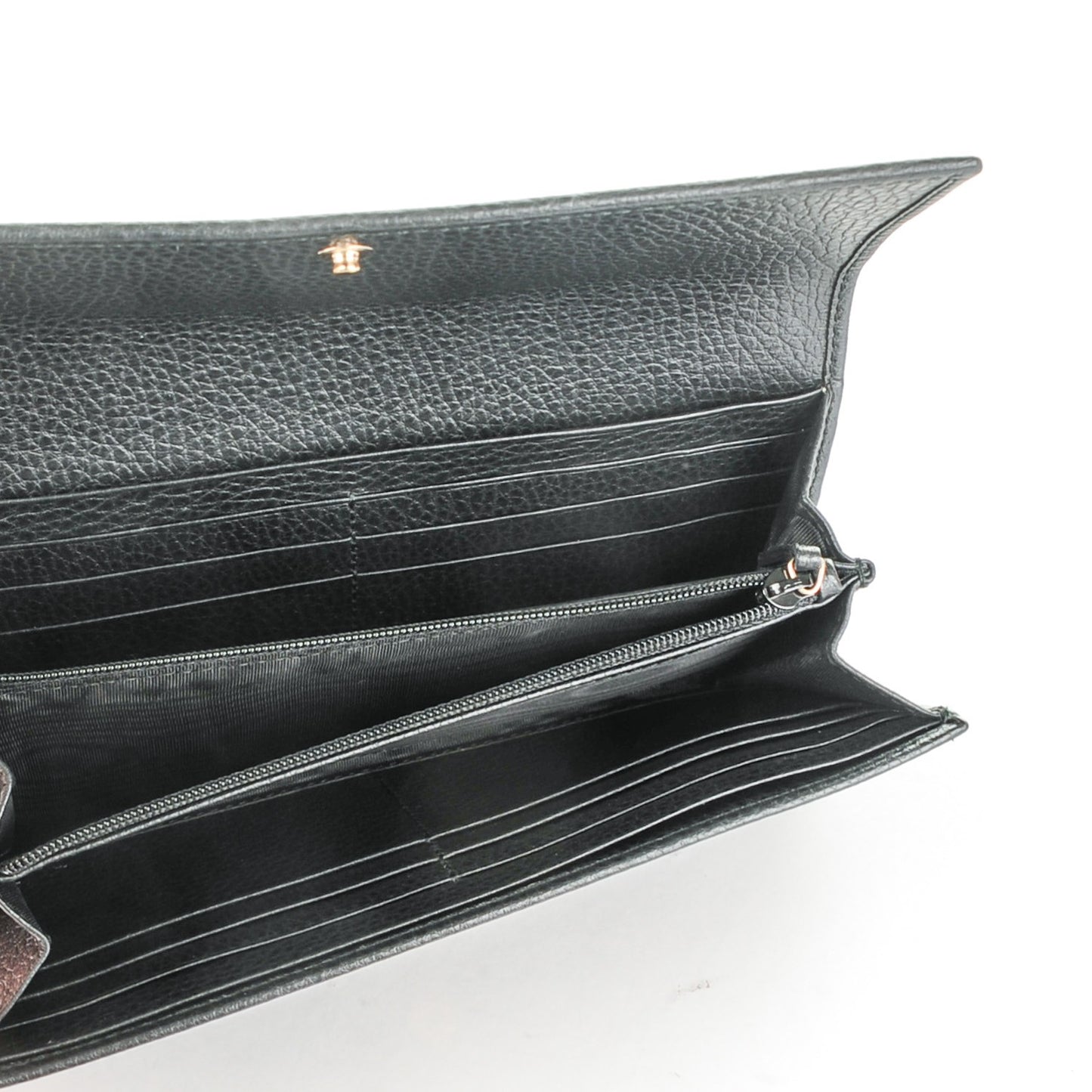 Dollar Calfskin Swing Continental Wallet Black