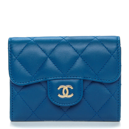 Chanel Lambskin Quilted Card Holder Blue 1 of 8