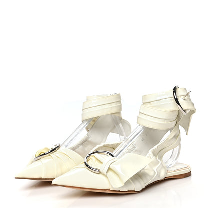 Christian Dior Patent Ankle Wrap Flats 36 White 3 of 8
