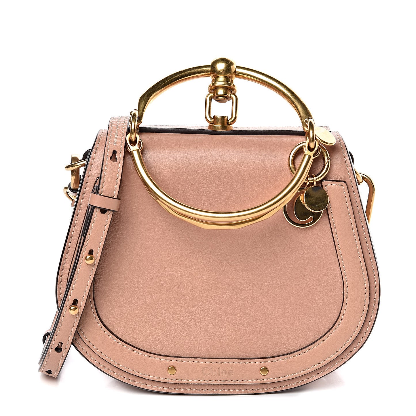 Calfskin Suede Small Nile Bracelet Bag Biscotti Beige