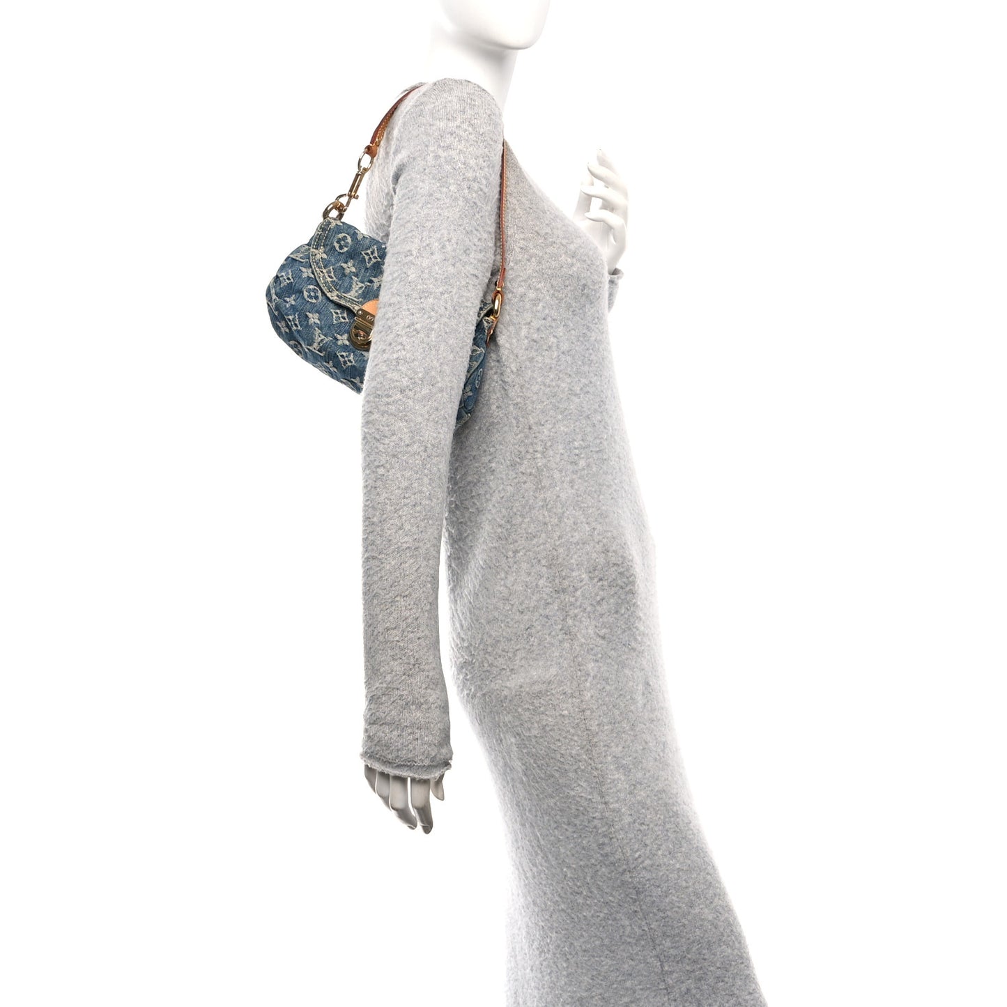 Monogram Denim Mini Pleaty Blue