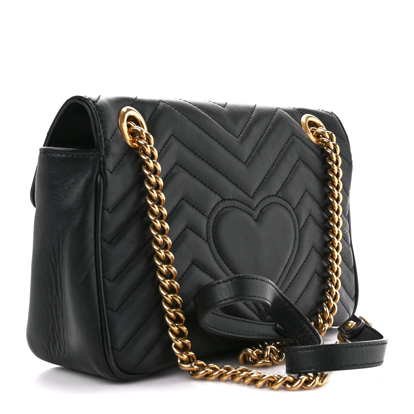 Calfskin Matelasse Small GG Marmont Shoulder Bag Black