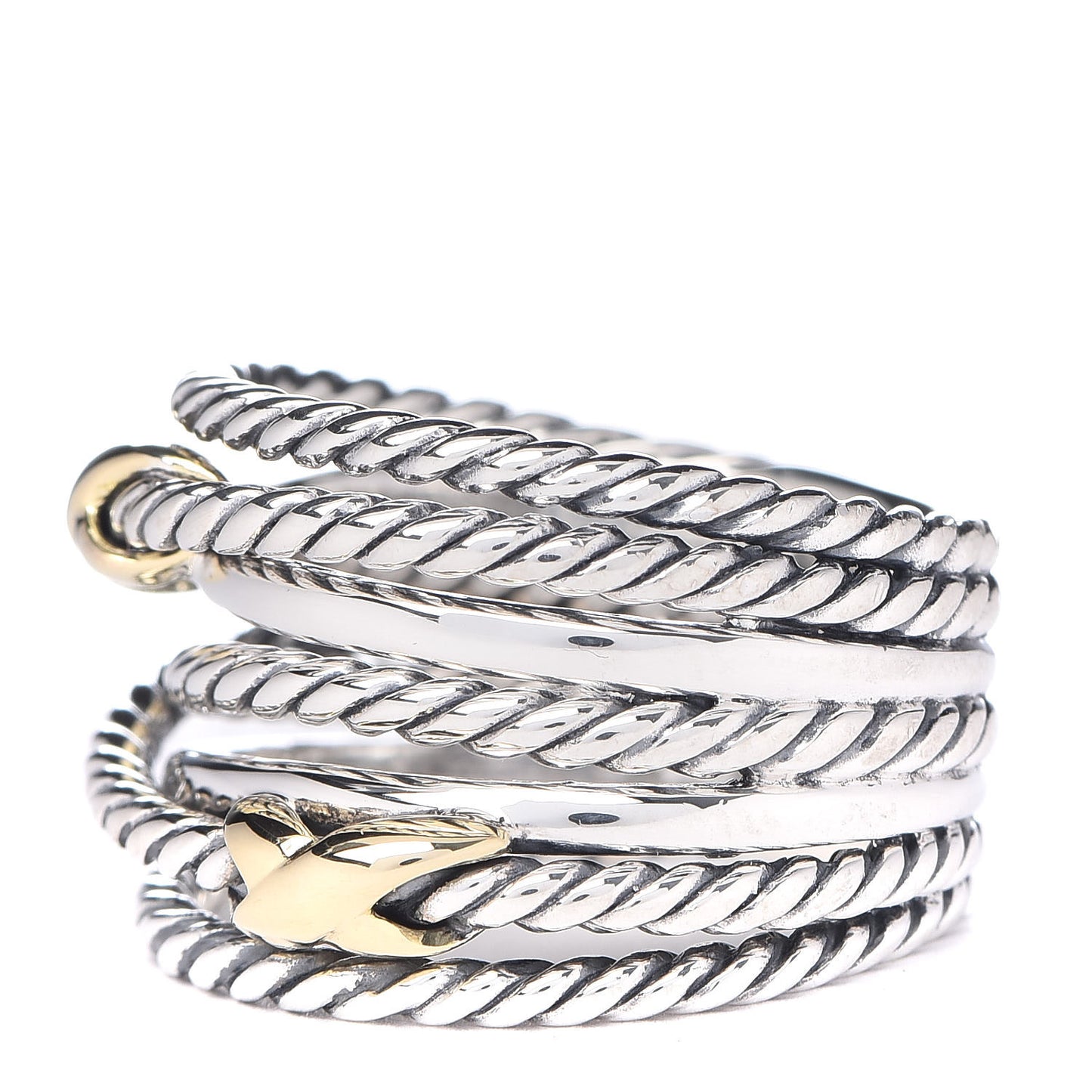 Sterling Silver 18K Yellow Gold Double X Crossover Ring 52 6