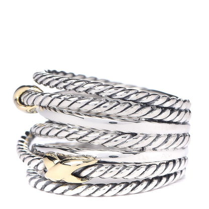 David Yurman Sterling Silver 18K Yellow Gold Double X Crossover Ring 52 6 3 of 5