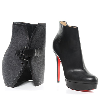 Christian Louboutin Leather Flannel Cuff Armony 140 Ankle Boots 41 Black Grey 2 of 7