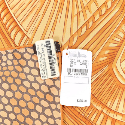 Hermes Silk De Madras A Zakynthos Scarf 90 Potiron Marron Beige Dore 6 of 6