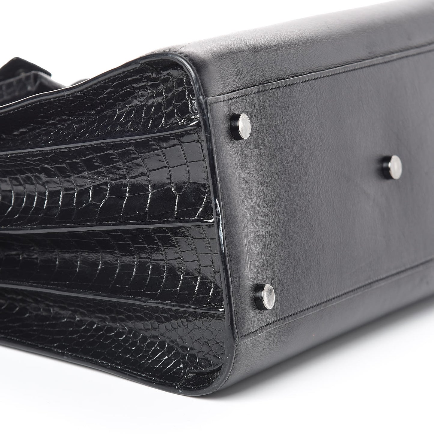Calfskin Crocodile Embossed Small Sac de Jour Black