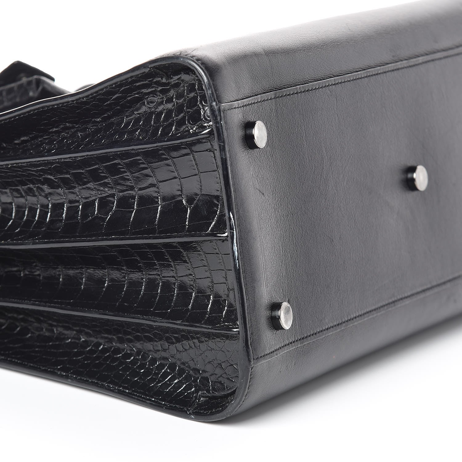 Saint Laurent Calfskin Crocodile Embossed Small Sac de Jour Black 7 of 10