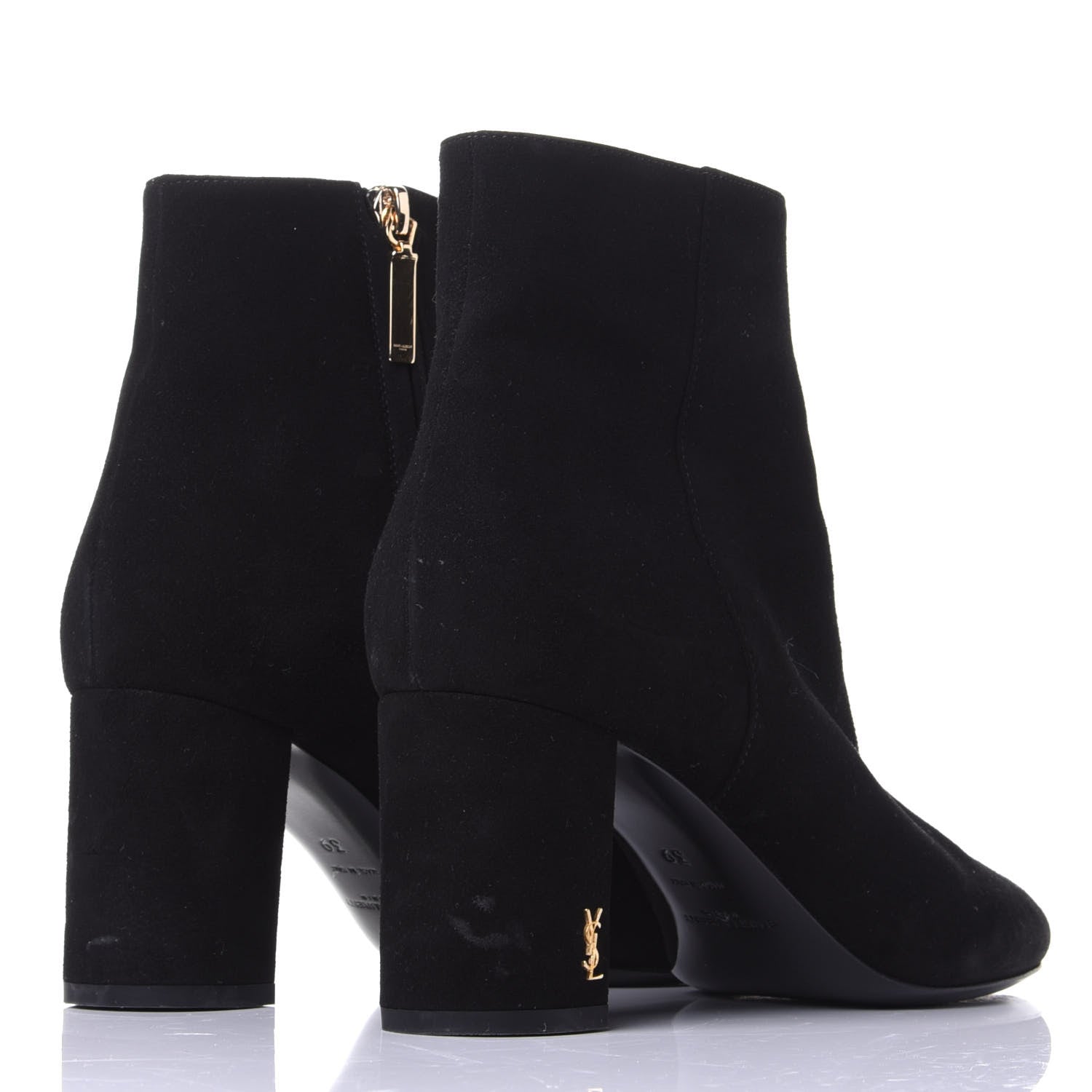 Saint Laurent Kid Scamosciato Loulou 70 Ankle Zip Boot 39 Black 4 of 11