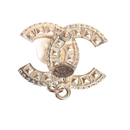 Chanel Crystal Pearl CC Drop Earrings Gold 5 of 6