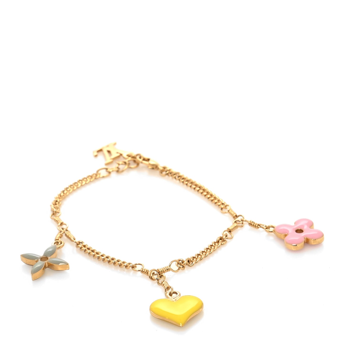 Sweet Monogram Charm Bracelet Gold Multicolor