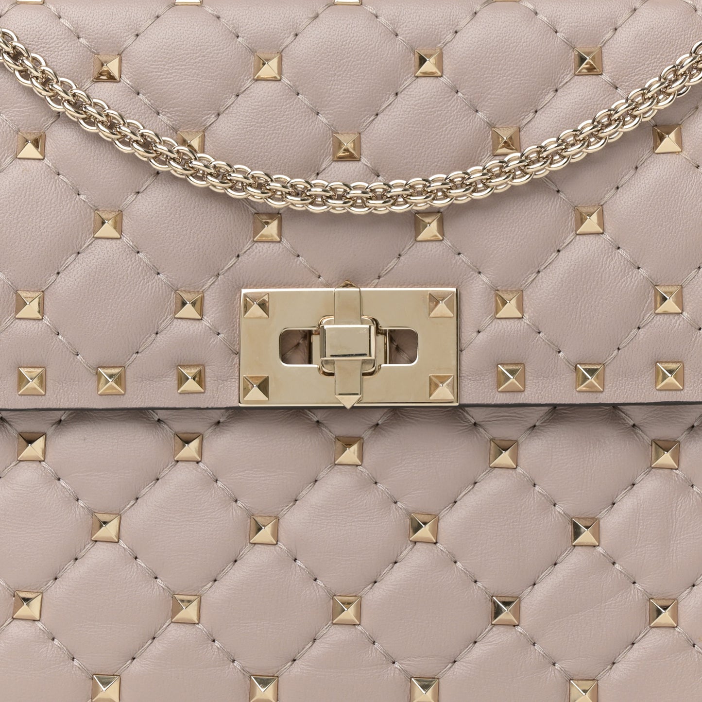 Lambskin Medium Rockstud Spike Shoulder Bag Poudre