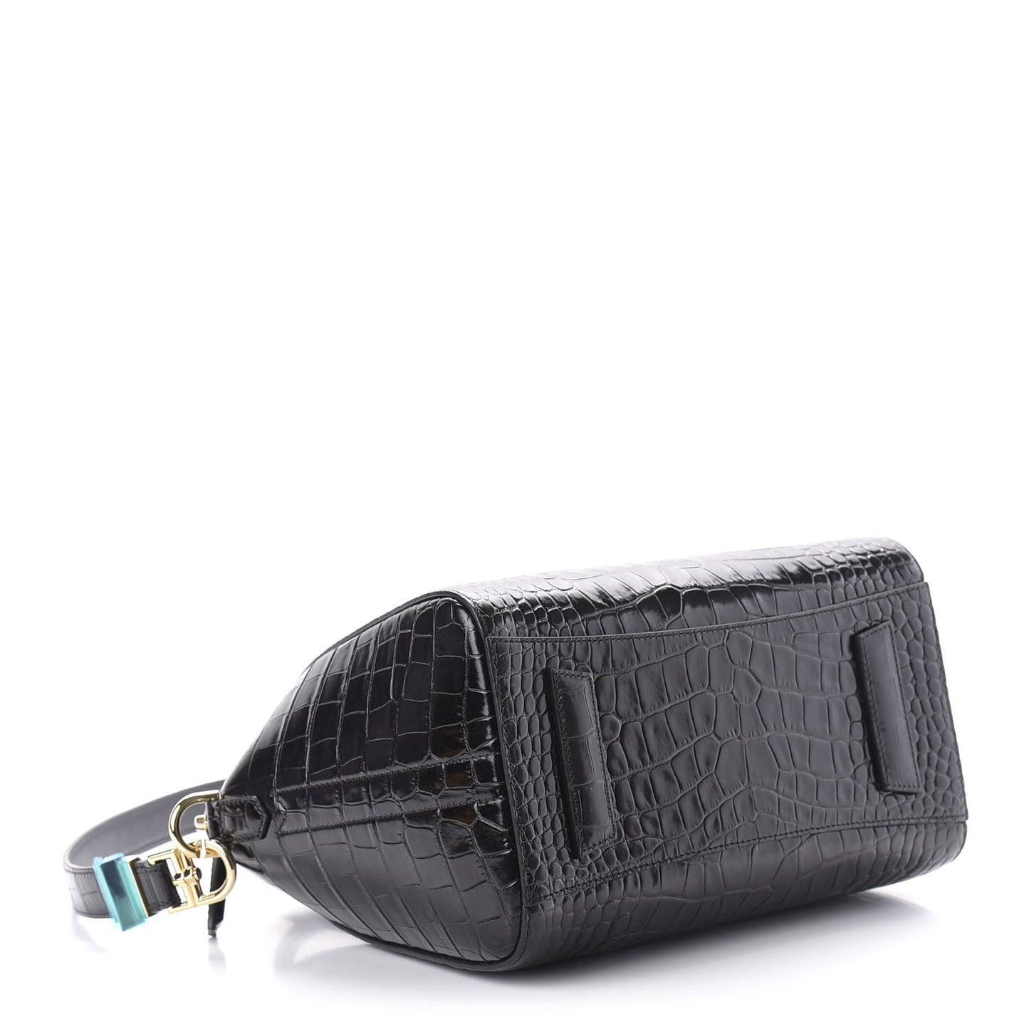 Calfskin Crocodile Embossed Small Antigona Black