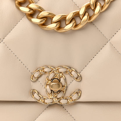 Chanel Goatskin Quilted Medium Chanel 19 Flap Beige 8 of 11