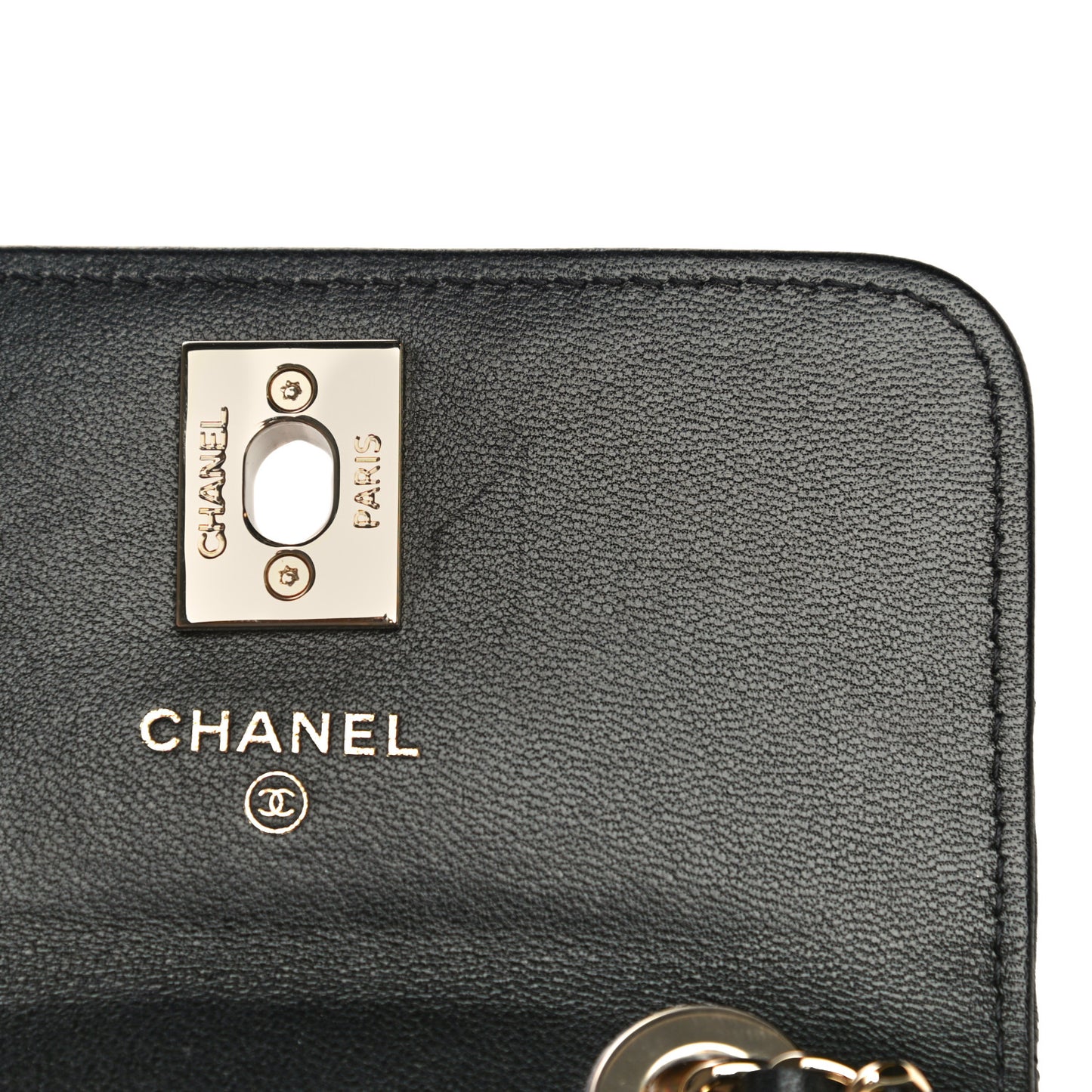 Lambskin Quilted Trendy CC Card Holder On Chain Black