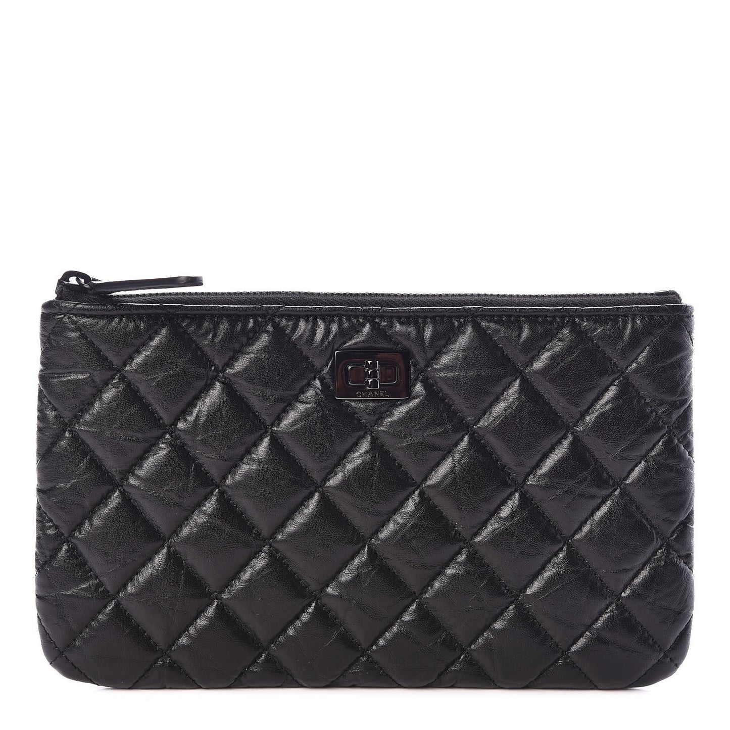 Aged Calfskin Quilted Medium Reissue Cosmetic Case So Black