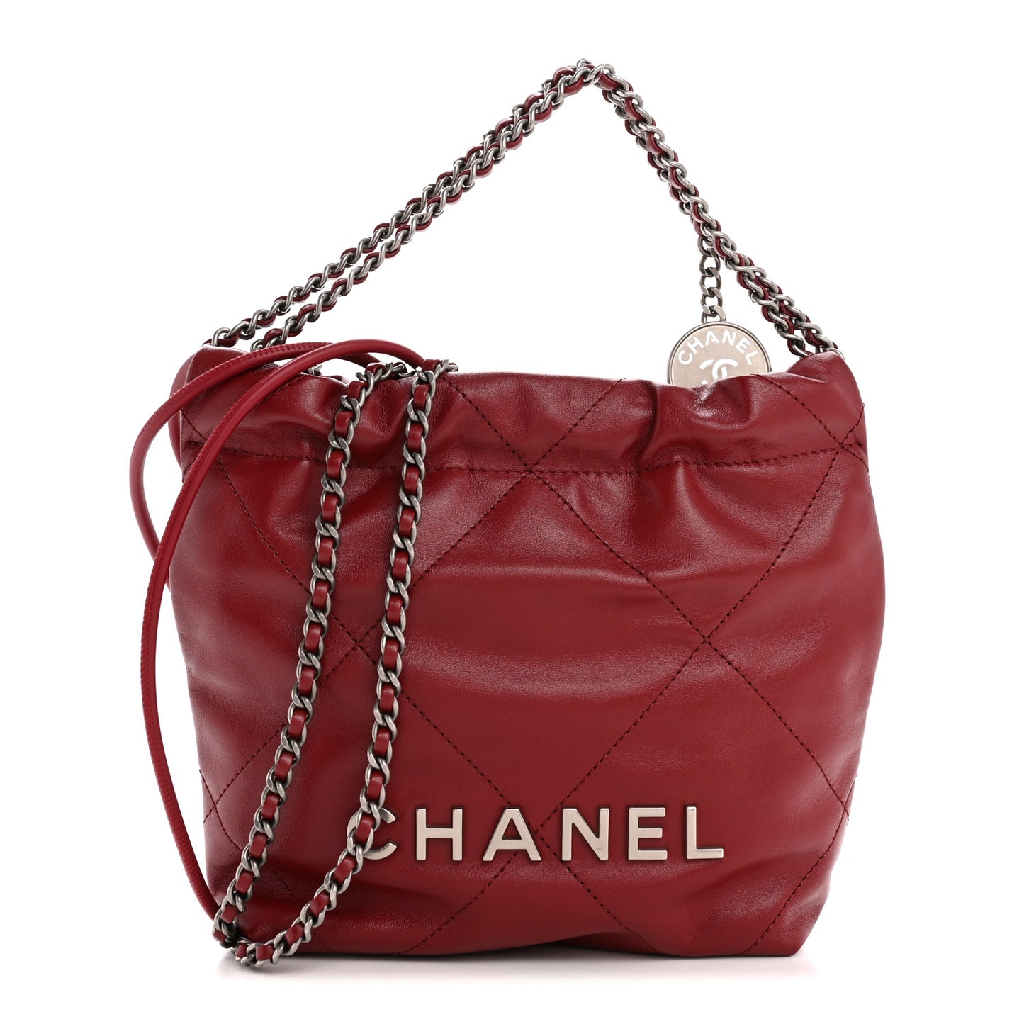 Shiny Calfskin Quilted Mini Chanel 22 Red