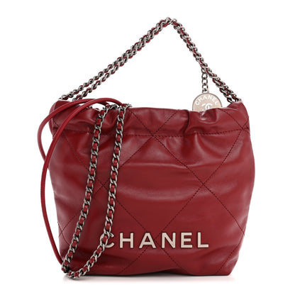 Chanel Shiny Calfskin Quilted Mini Chanel 22 Red 1 of 10