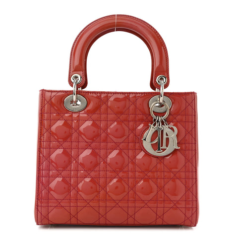 Patent Cannage Medium Lady Dior Red