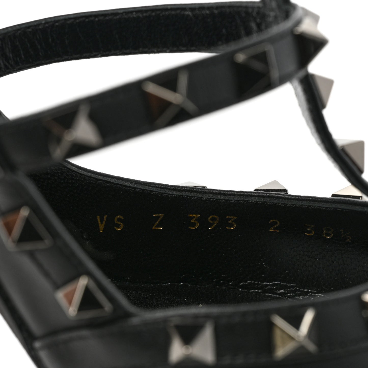 Calfskin Nappa Rockstud Ankle Strap 100mm Pumps 38.5 Black