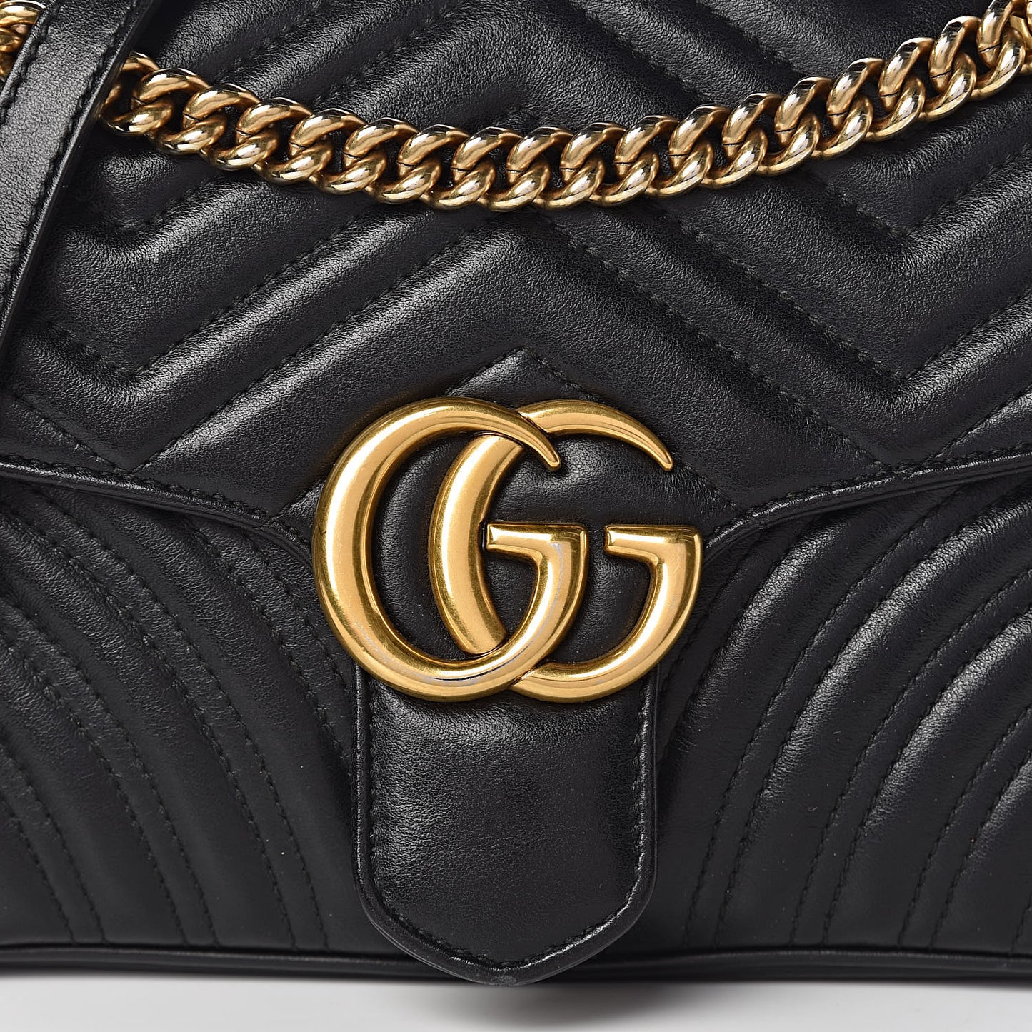 Calfskin Matelasse Small GG Marmont Shoulder Bag Black