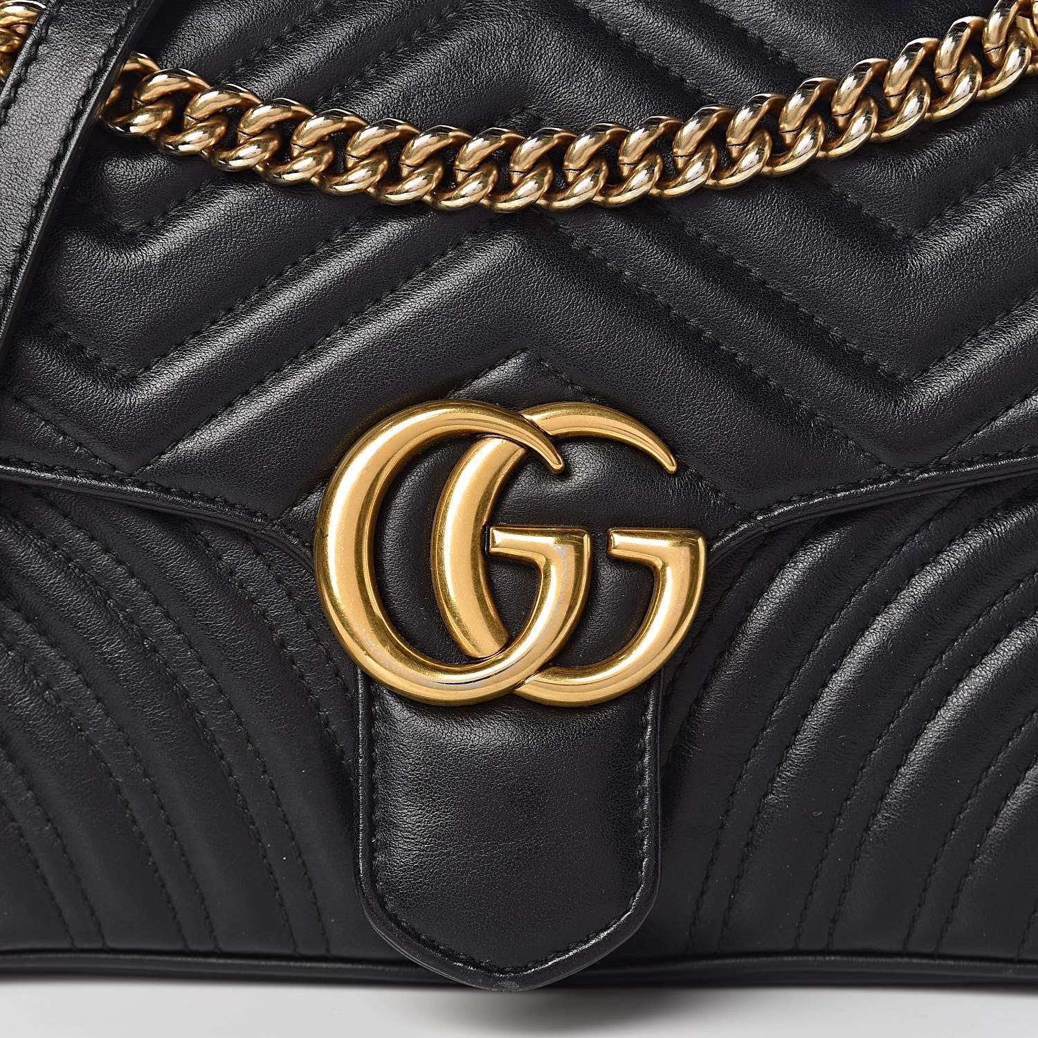 Gucci Calfskin Matelasse Small GG Marmont Shoulder Bag Black 16 of 16