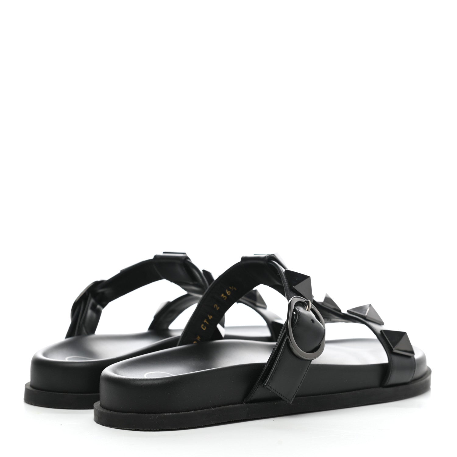 Valentino Garavani Calfskin Roman Stud Slide Sandals 36.5 Black 4 of 8