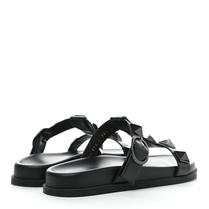 Valentino Garavani Calfskin Roman Stud Slide Sandals 36.5 Black 4 of 8