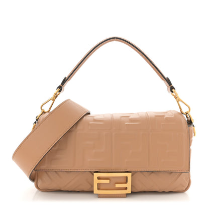 Fendi Nappa FF 1974 Embossed Baguette Miele Scuro 1 of 12