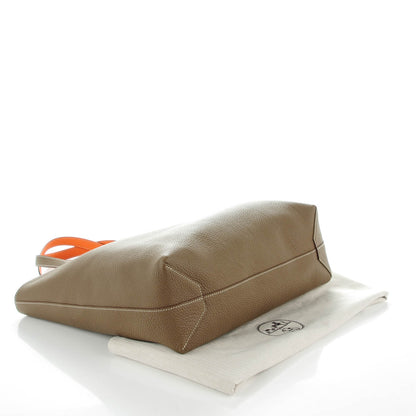Hermes Taurillon Clemence Double Sens 45 Reversible Tote Orange Etoupe 5 of 8