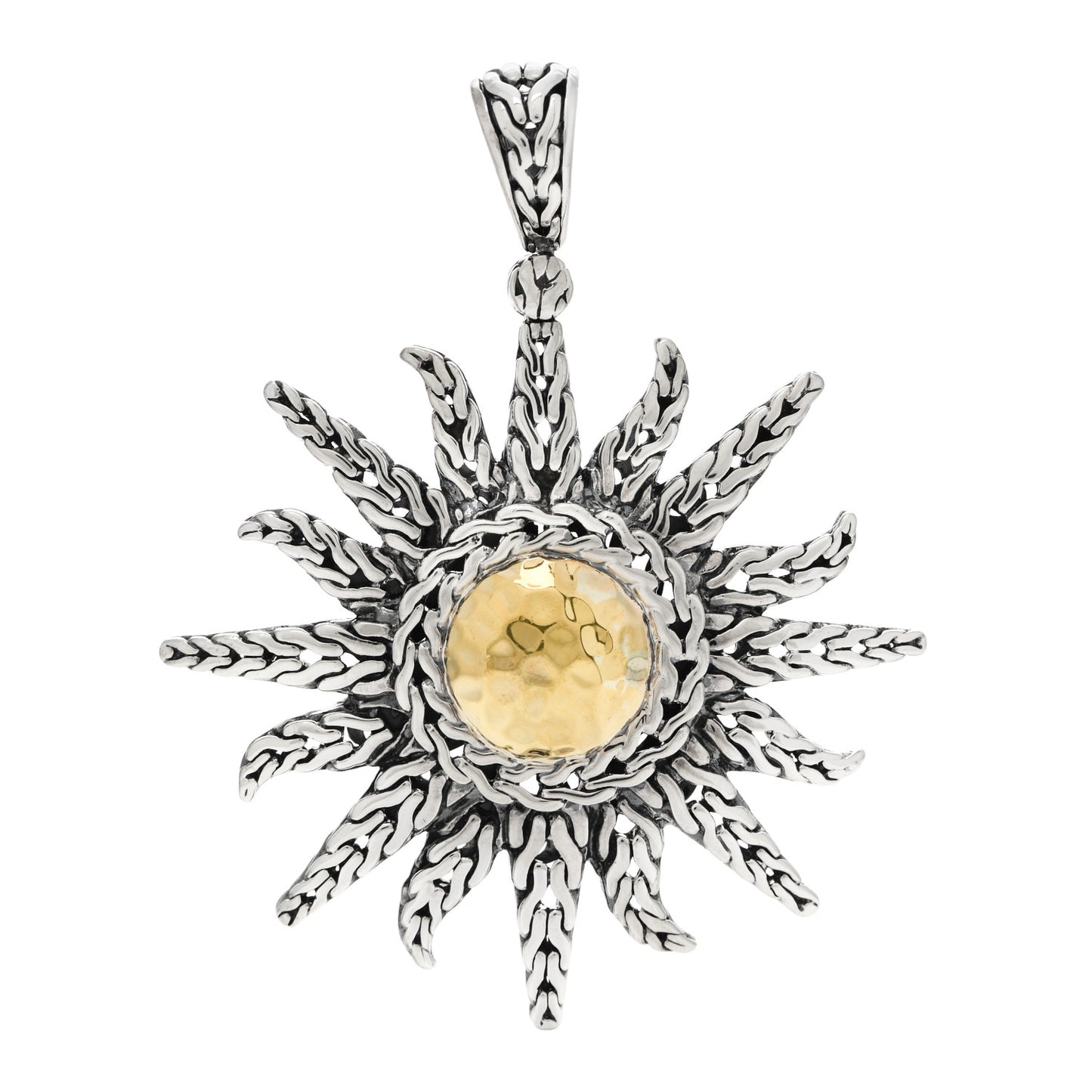 Sterling Silver 22K Yellow Gold Sun Pendant