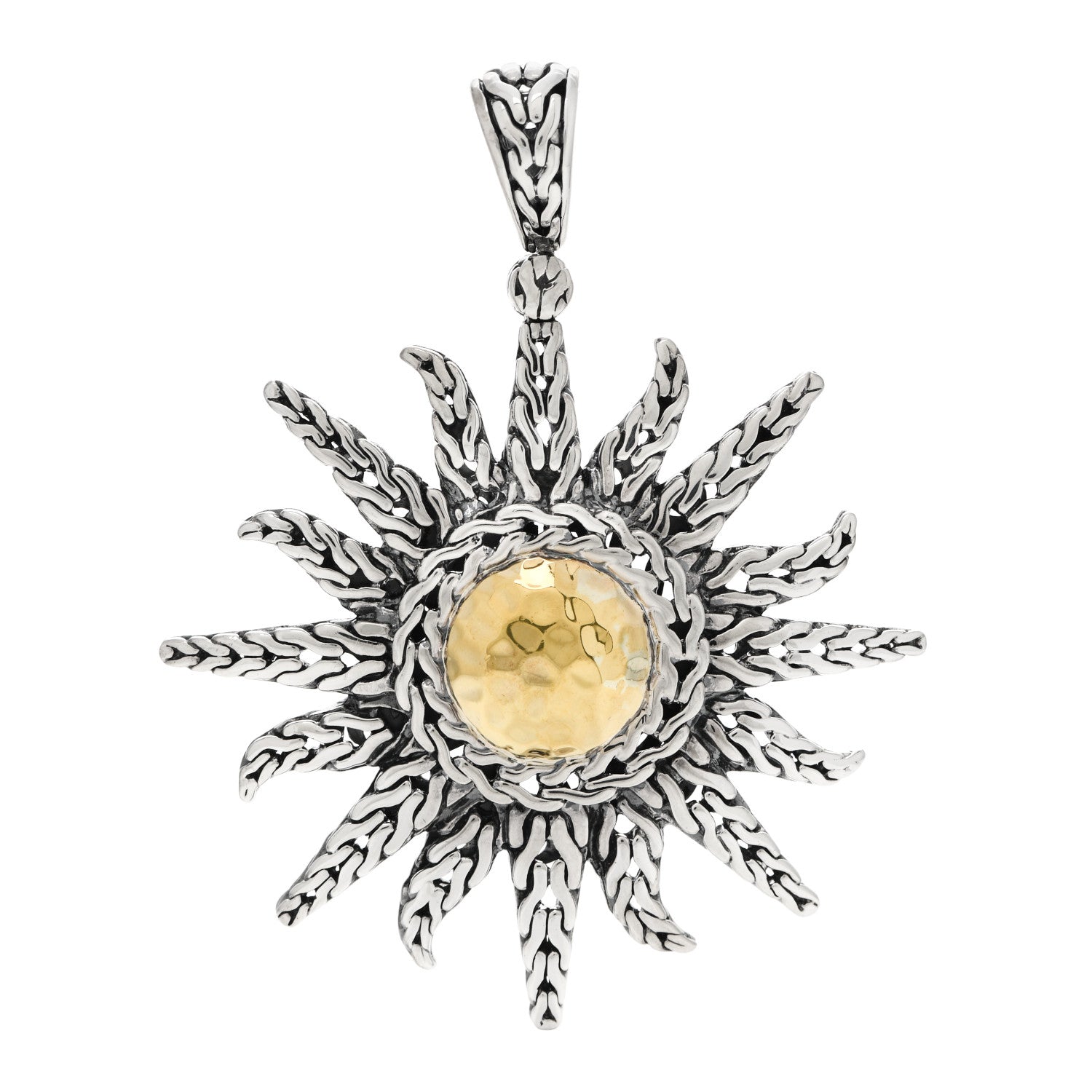 John Hardy Sterling Silver 22K Yellow Gold Sun Pendant 1 of 5