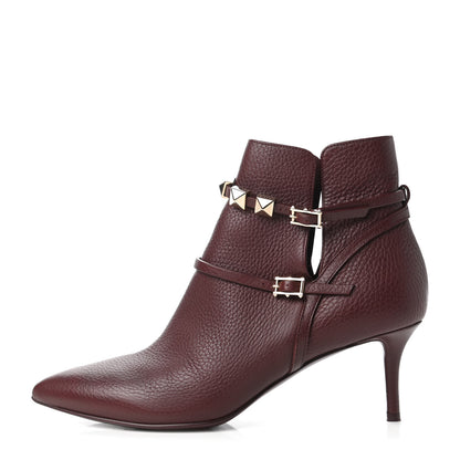 Valentino Garavani Grained Calfskin Double Buckle 65mm Ankle Boots 38 Rubin 1 of 8