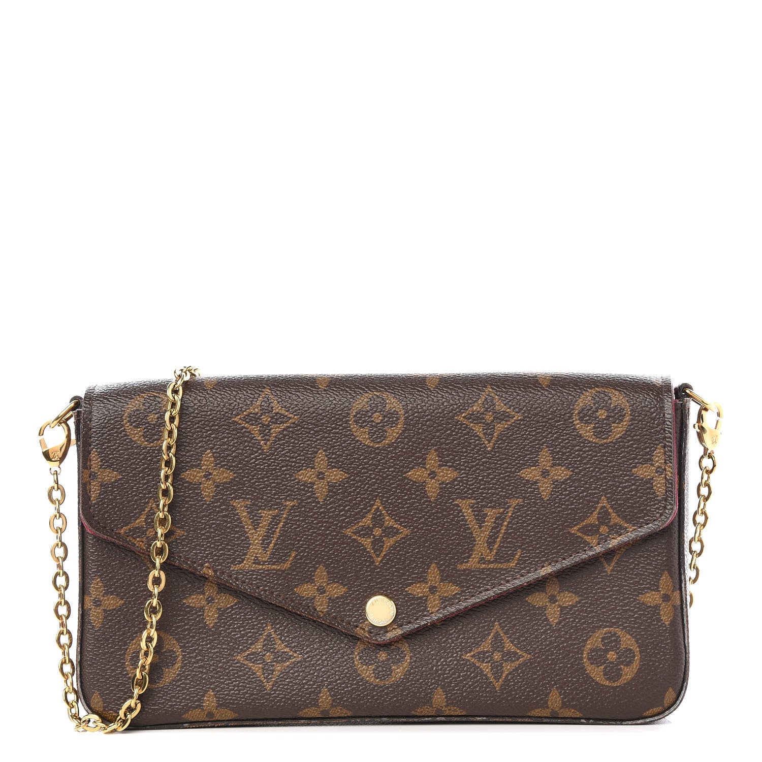 Louis Vuitton Monogram Pochette Felicie Chain Wallet Fuchsia 1 of 9
