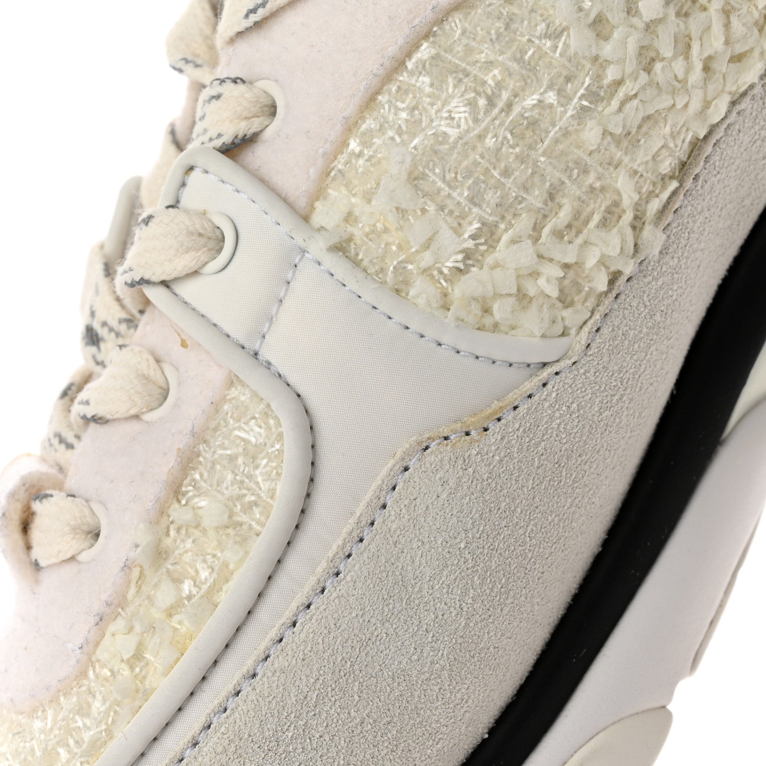 Chanel Velour Tweed CC Sneakers 40 White 11 of 14