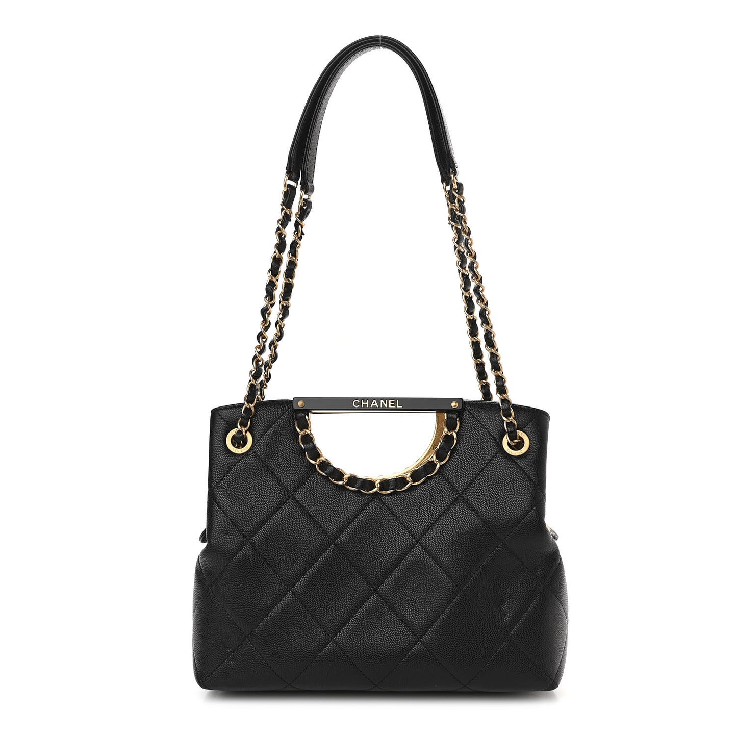Caviar Quilted A Real Catch Shopping Bag Black