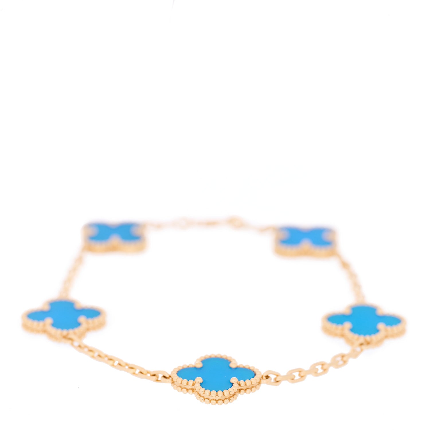 Van Cleef & Arpels 18K Yellow Gold Blue Agate 5 Motifs Vintage Alhambra Bracelet 1 of 3