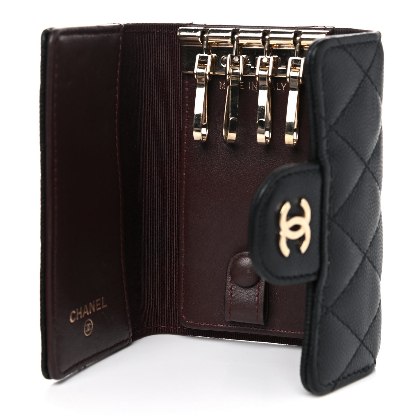 Caviar Quilted Classic 4 Key Holder Wallet Black