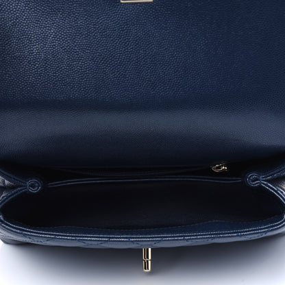 Chanel Caviar Quilted Lizard Embossed Mini Coco Handle Flap Navy 3 of 4