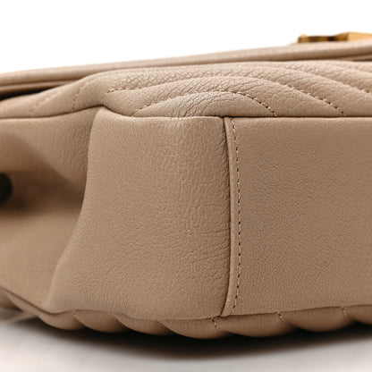 Saint Laurent Sheepskin Matelasse Chevron Monogram Medium College Bag Dark Beige 7 of 8